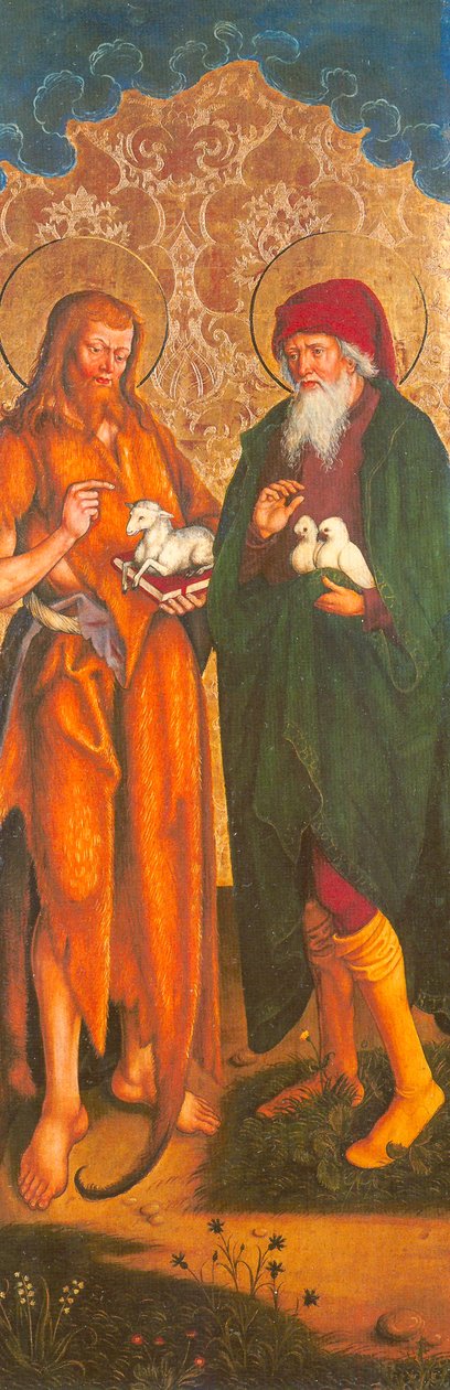 Německy: Johannes der Täufer und Joachim Jan Křtitel a Joachim - Inzigkofen Altar od Hans und Jakob Strüb