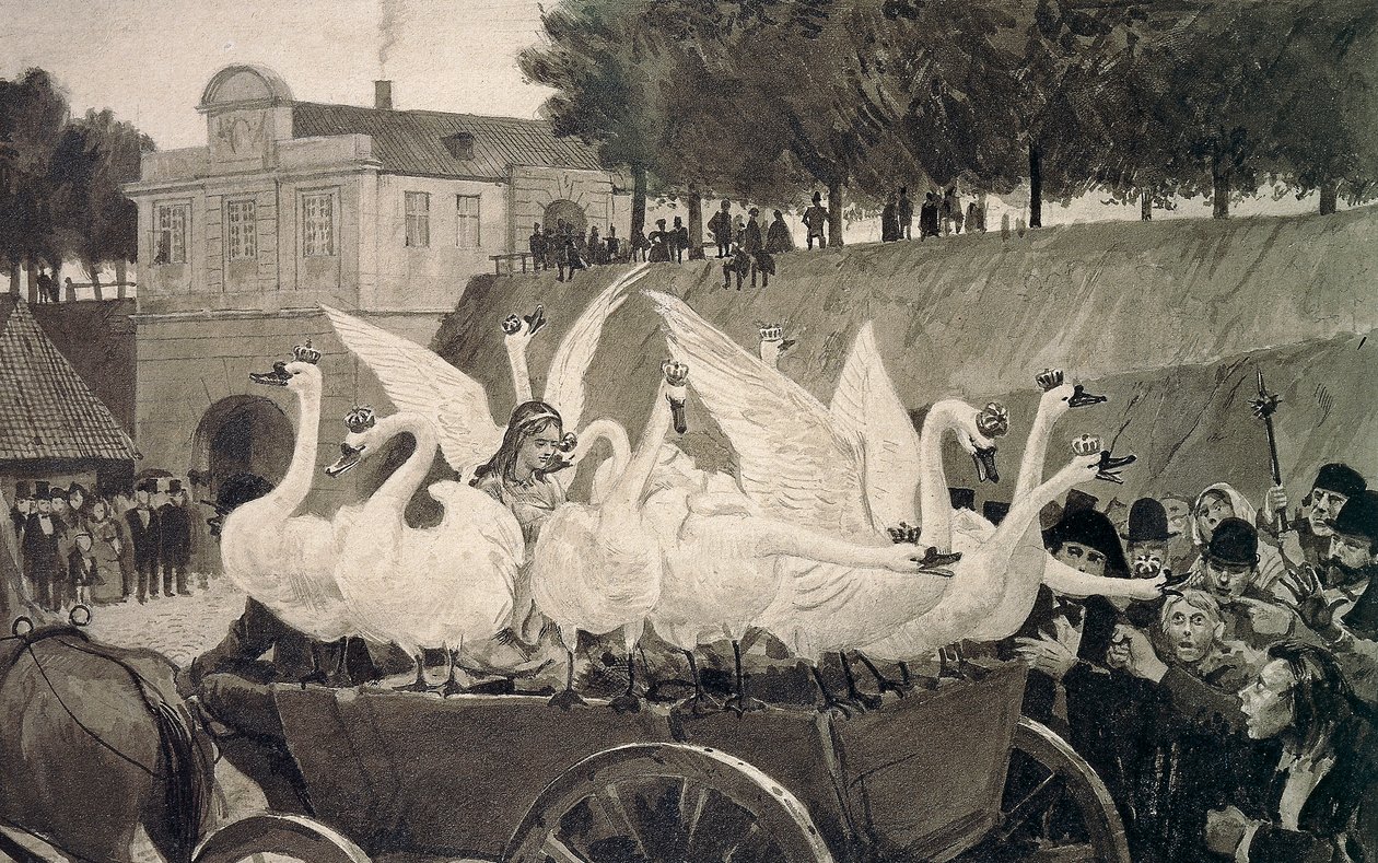 Divoké labutě, ilustrace Hanse Tegnera (1853-1932) k pohádce Hanse Christiana Andersena (1805-1875) od Hans Tegner