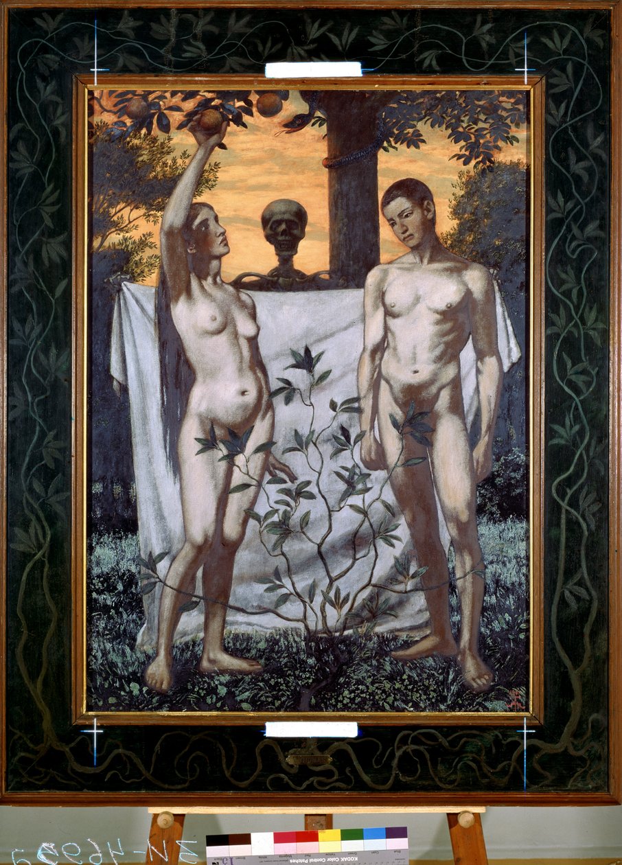 Adam a Eva (Adam a Eva). Obraz Hanse Thomy (1839-1924). Olej na plátně od Hans Thoma