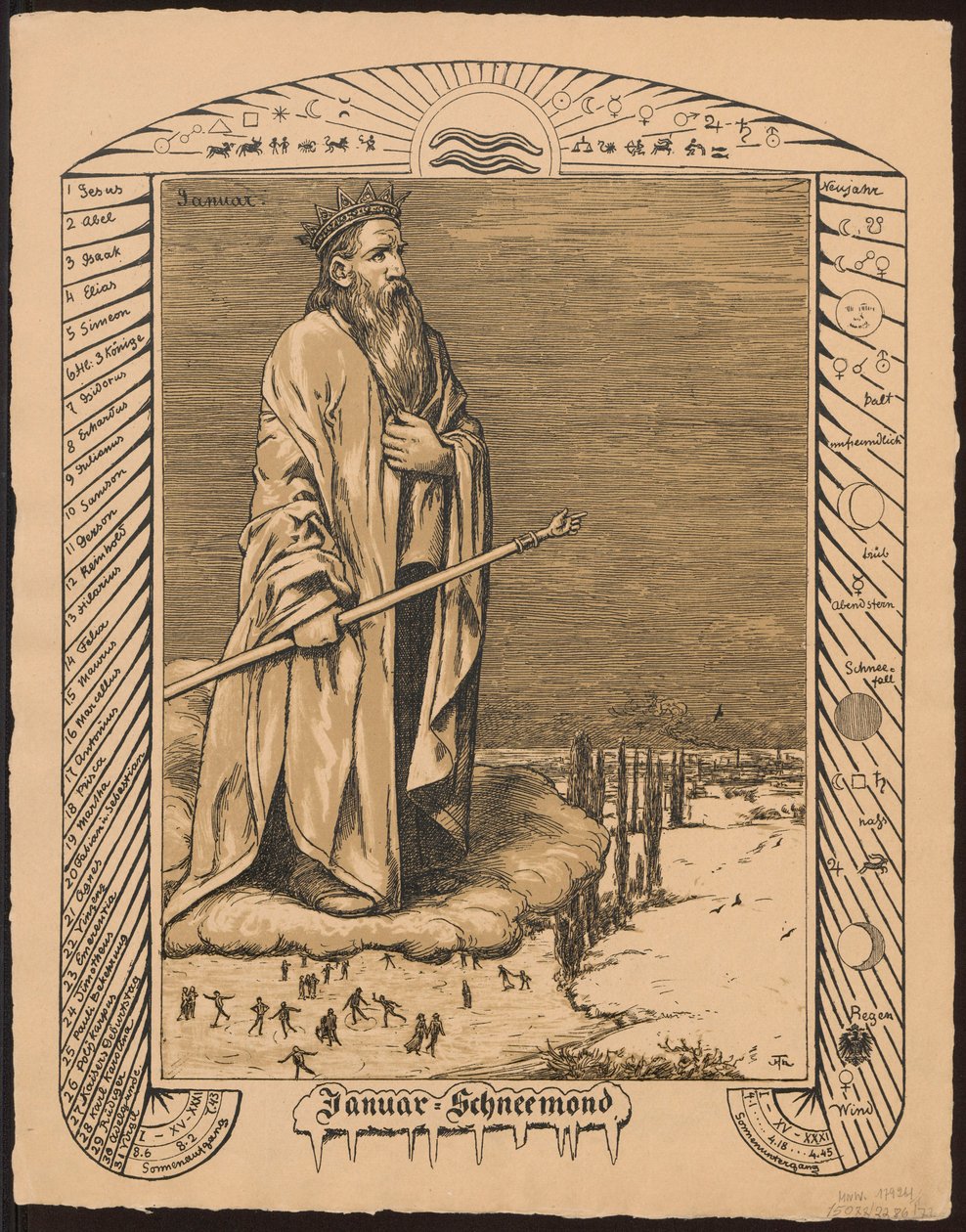 Alegorie ledna. Návrhy pro „Věčný kalendář v obrazech“, část I, 1881-1901 (Věčný obrazový kalendář) od Hans Thoma