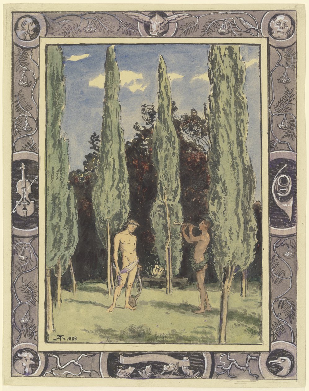Apollo a Marsyas od Hans Thoma