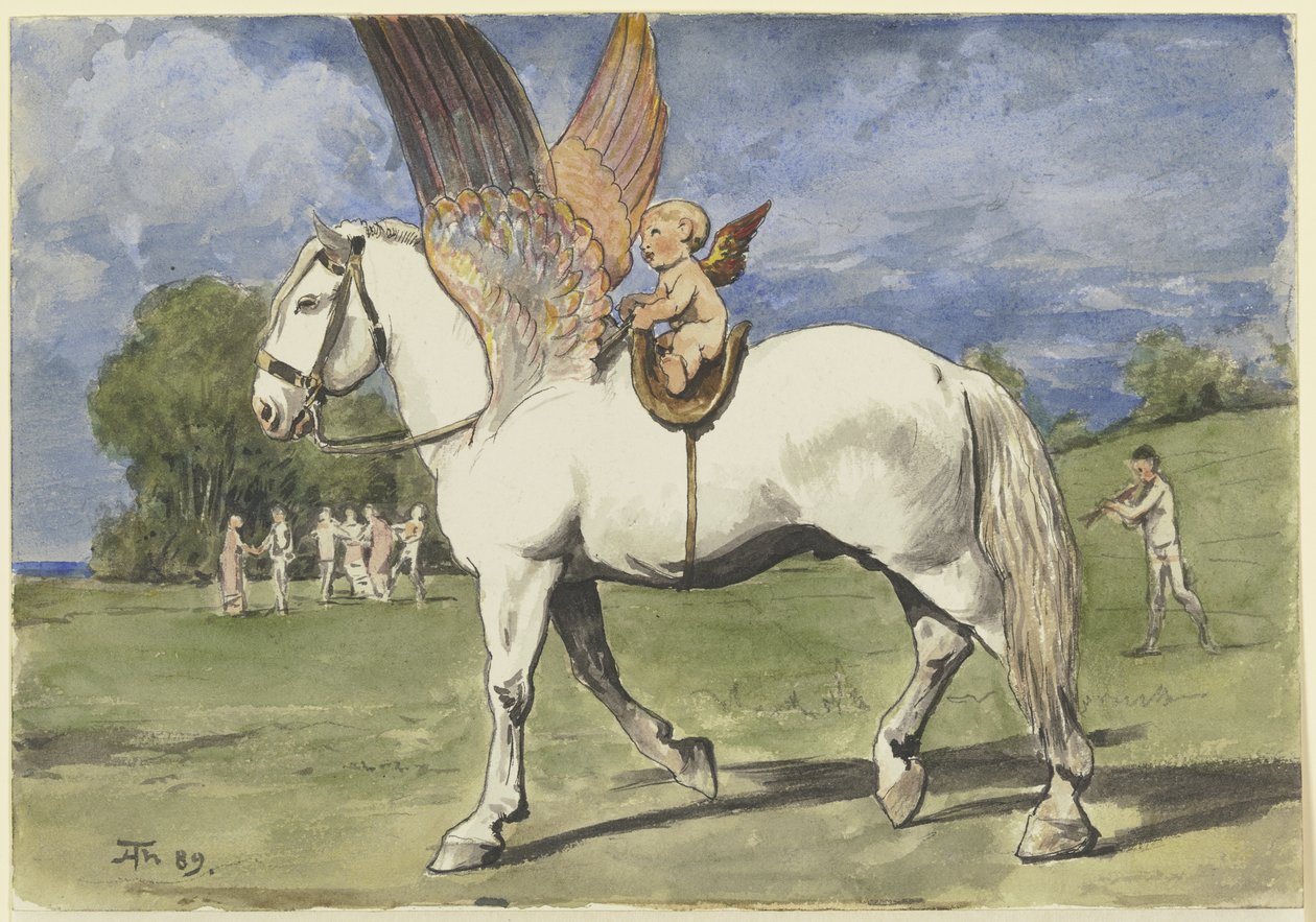 Cherub je Pegasus od Hans Thoma