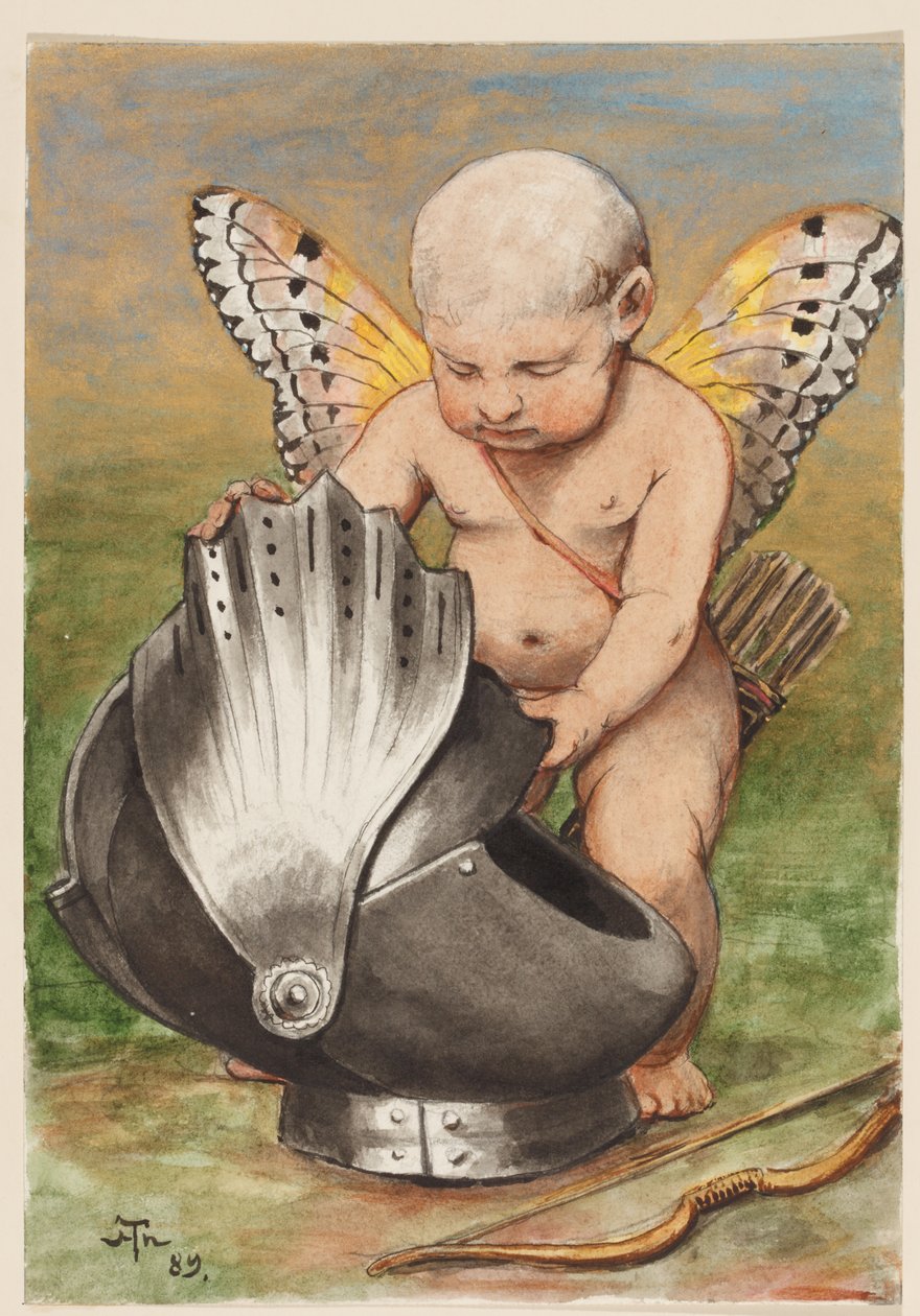 Cherubín s přilbou od Hans Thoma