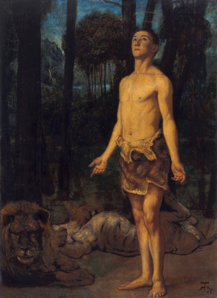 Daniel ve lví jámě od Hans Thoma