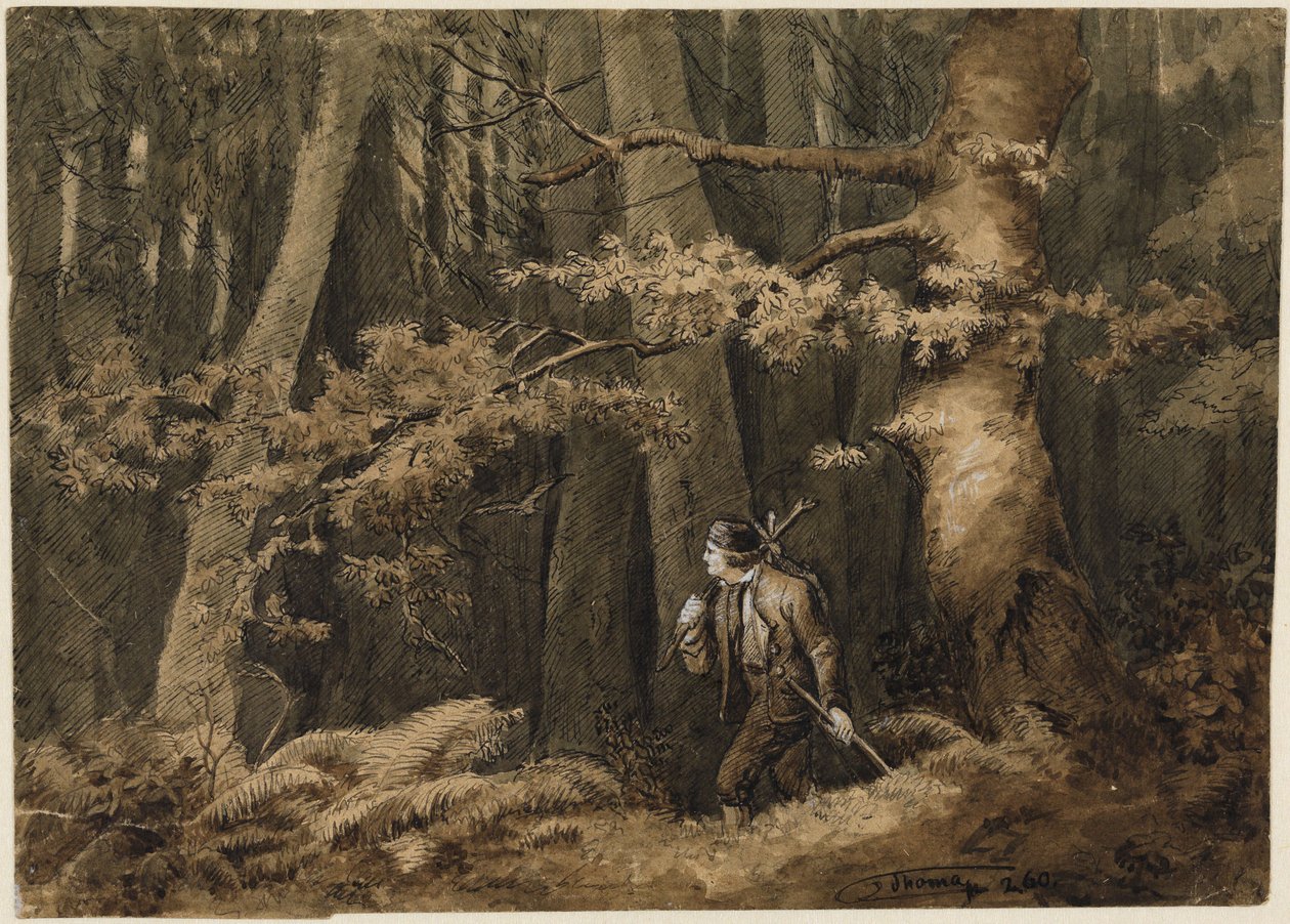 Lovec v lese od Hans Thoma