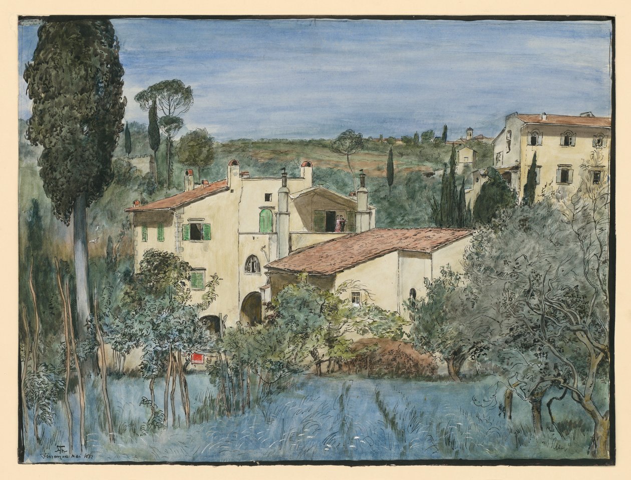 Vila na okraji Florencie od Hans Thoma