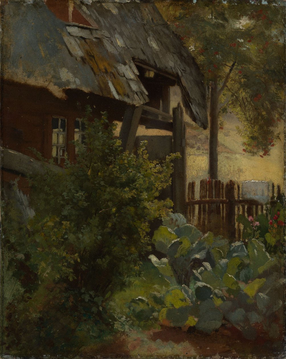Zelná zahrada s rohem domu od Hans Thoma