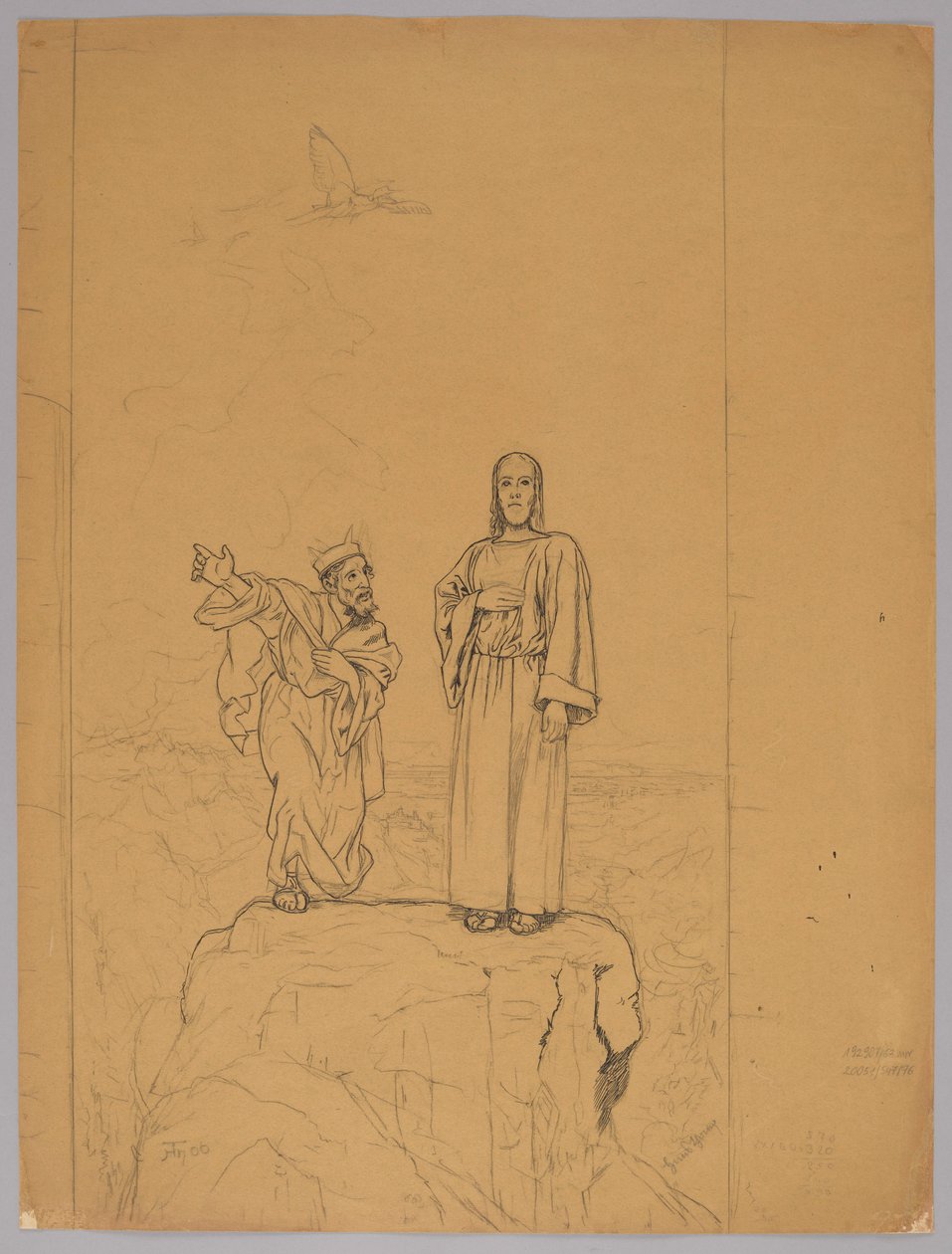 Die Versuchung Christi, verso: Christus gekreuzigt od Hans Thoma
