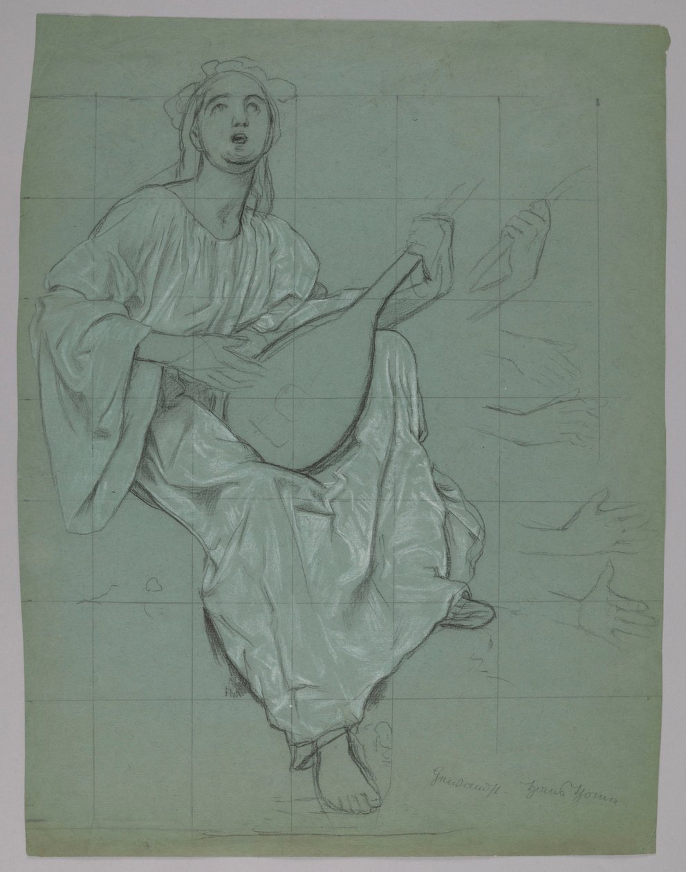 Lutnistka (přední a zadní strana) od Hans Thoma