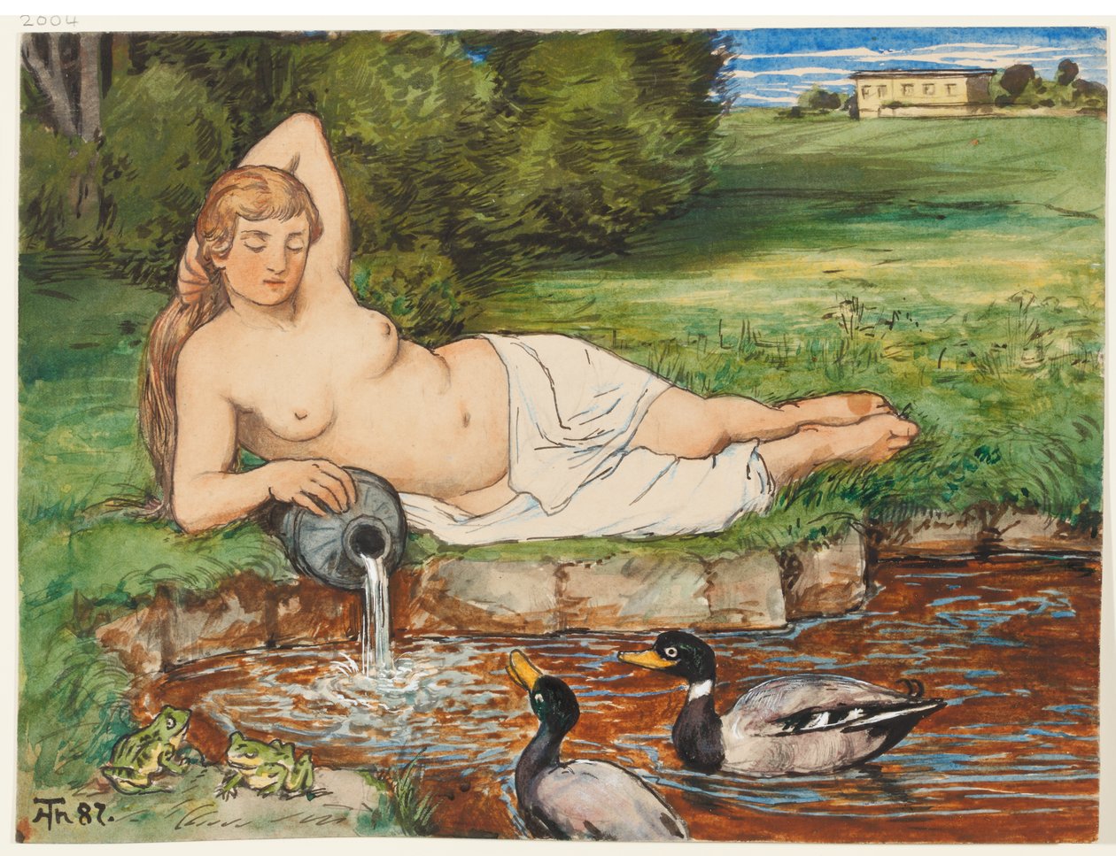 Nymfa u potoka od Hans Thoma