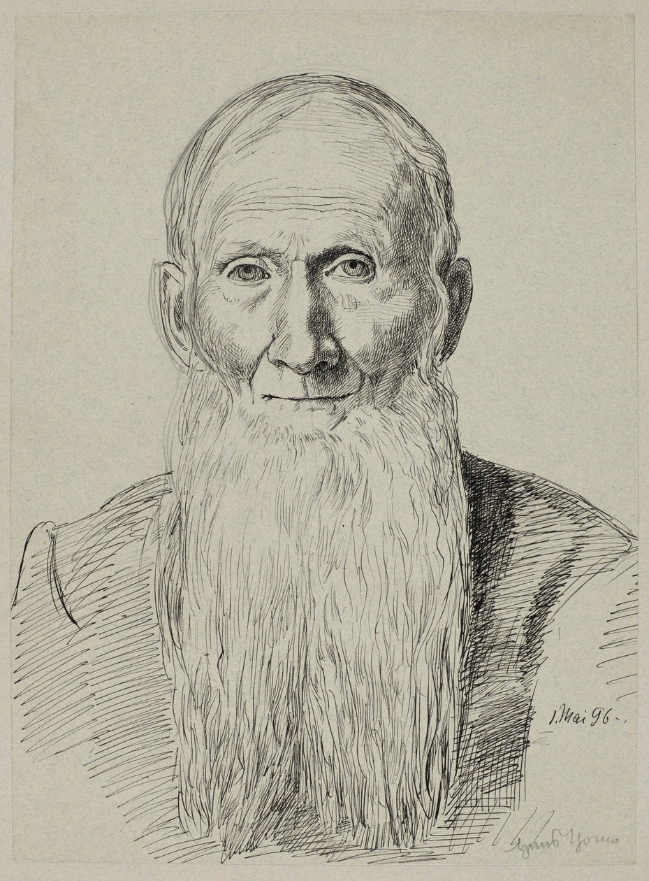 Busta starce s dlouhým vousem od Hans Thoma