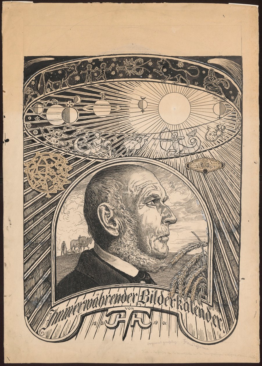 Návrh obálky pro knihu „Věčný kalendář v obrazech“ od Hans Thoma
