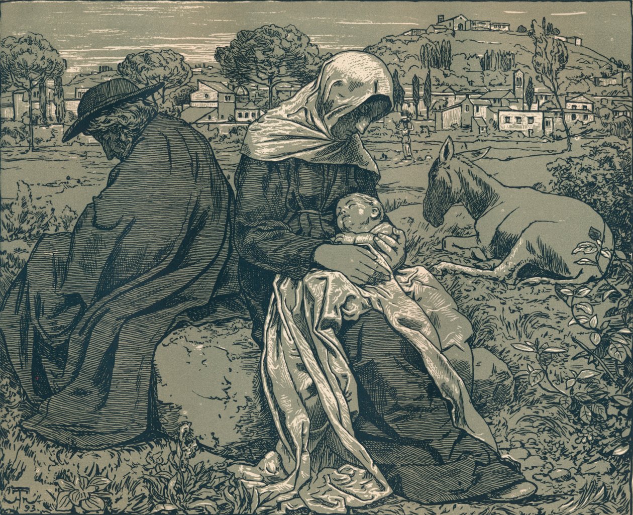 Odpočinek během letu do Egypta, c1897 od Hans Thoma