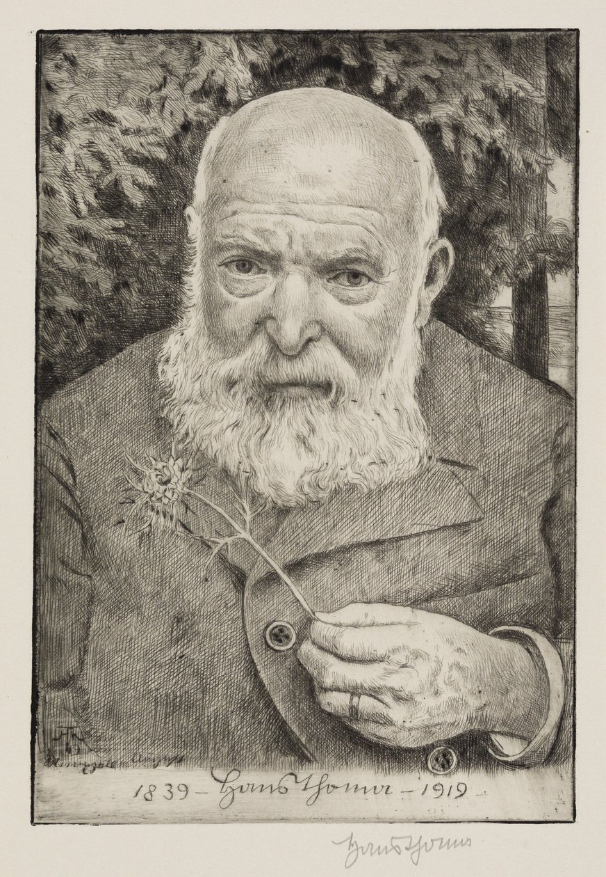 Autoportrét VI s květinou od Hans Thoma
