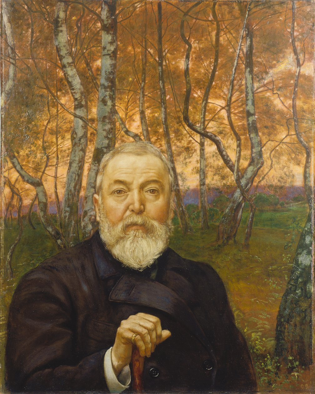 Autoportrét před březovým lesem od Hans Thoma