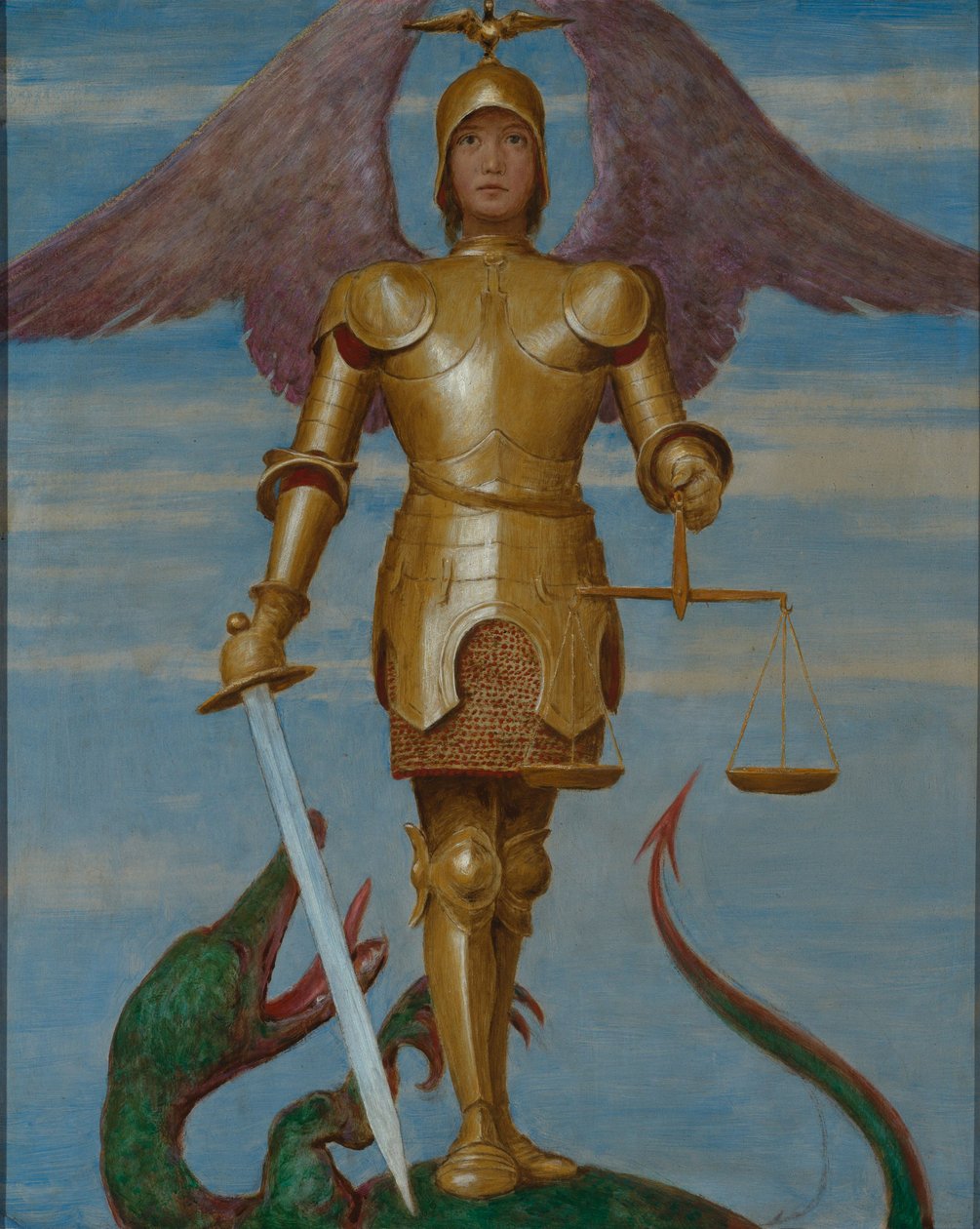 Září (svatý Michael jako vážič duší) od Hans Thoma