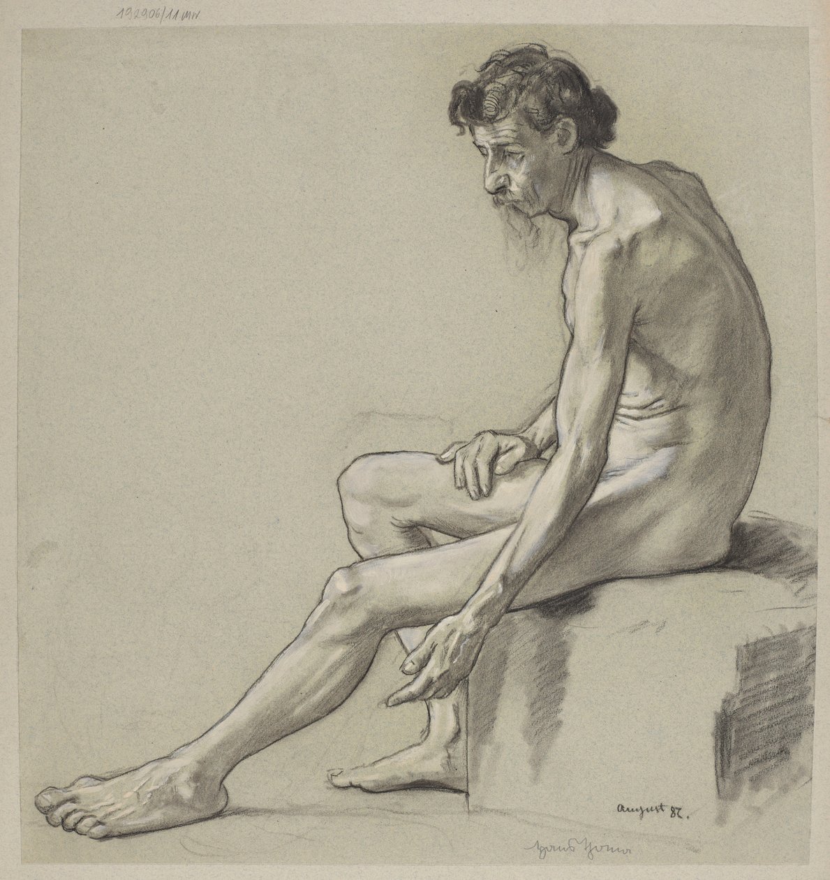 Studie mužského aktu od Hans Thoma
