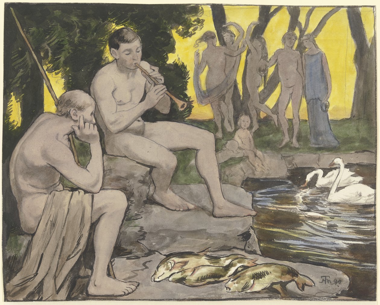 Elysejská pole (tančící nymfy) od Hans Thoma