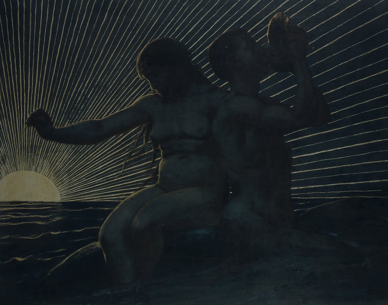 Tritonský pár, 1892 od Hans Thoma