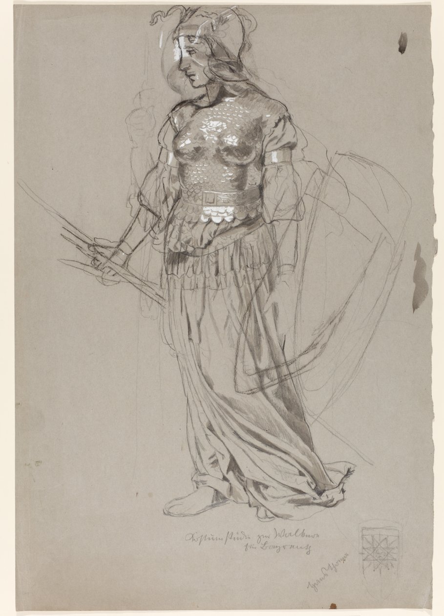 Valkýra (návrh kostýmu pro Bayreuth) od Hans Thoma