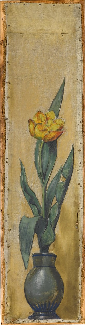 Wandfries aus dem Musiksaal des Hauses Pringsheim, München: Vase mit gelber Tulpe. Rechts von Inv.-Nr. 1927 od Hans Thoma
