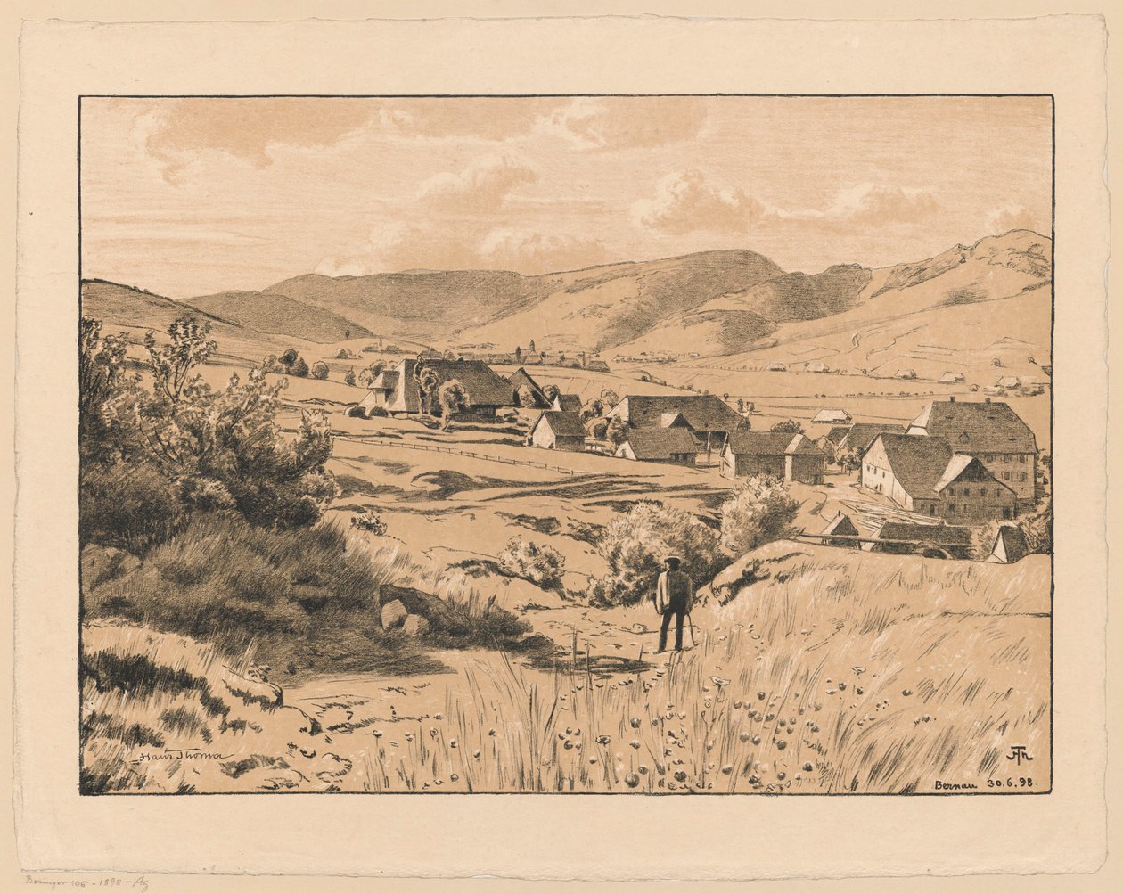 Pohled na Bernau s poutníkem od Hans Thoma