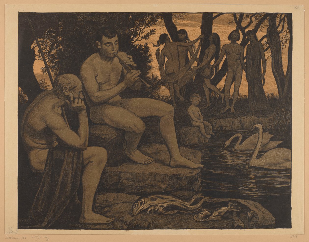 Večer (lesní idyla) od Hans Thoma