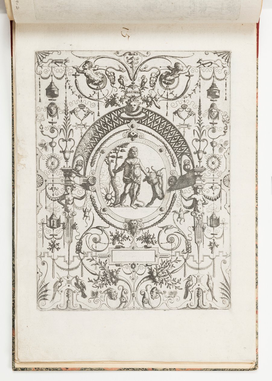 Plate 15, from Grotteßco in diverßche manieren (Various Grotesques)   1302703   cs       czech Successfully Translated  Original: Marie Josephine Delacroix Translat: Marie Josephine Delacroix 1230424 cs czech Successfully Translated Original: Two Figures i od Hans Vredeman de Vries