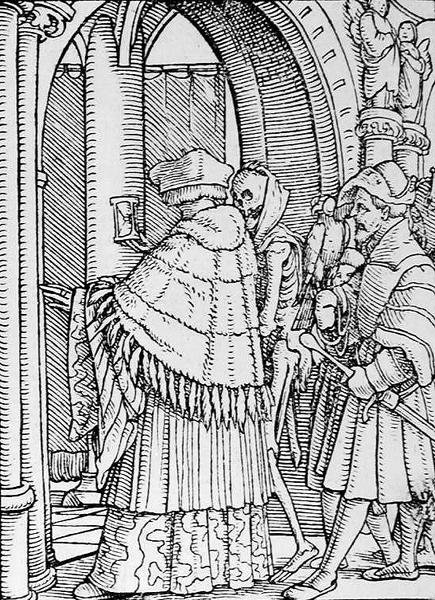 Smrt a kánon, z Tanec smrti, vyrytý Hansem Lutzelburgerem, kolem roku 1538 od Hans after Holbein the Younger