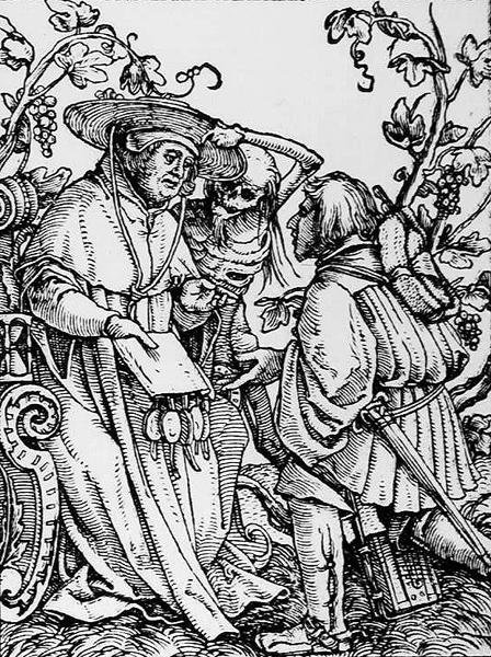 Smrt a kardinál, z Tanec smrti, vyrytý Hansem Lutzelburgerem, kolem roku 1538 od Hans after Holbein the Younger