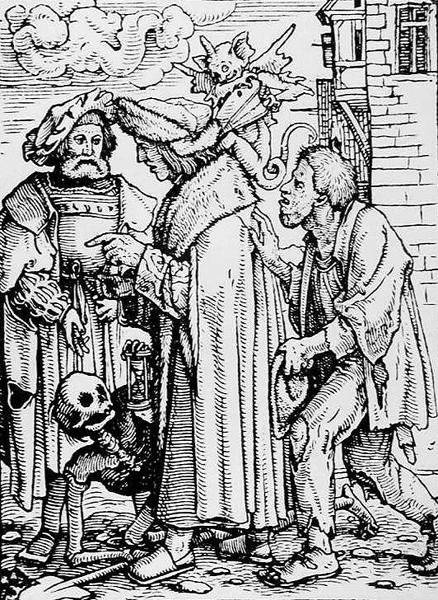 Smrt a rada, z Tanec smrti, vyrytý Hansem Lutzelburgerem, kolem roku 1538 od Hans after Holbein the Younger