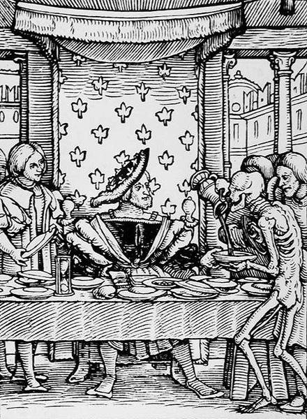 Smrt a král, z Tanec smrti, rytina Hanse Lutzelburgera, kolem roku 1538 od Hans after Holbein the Younger