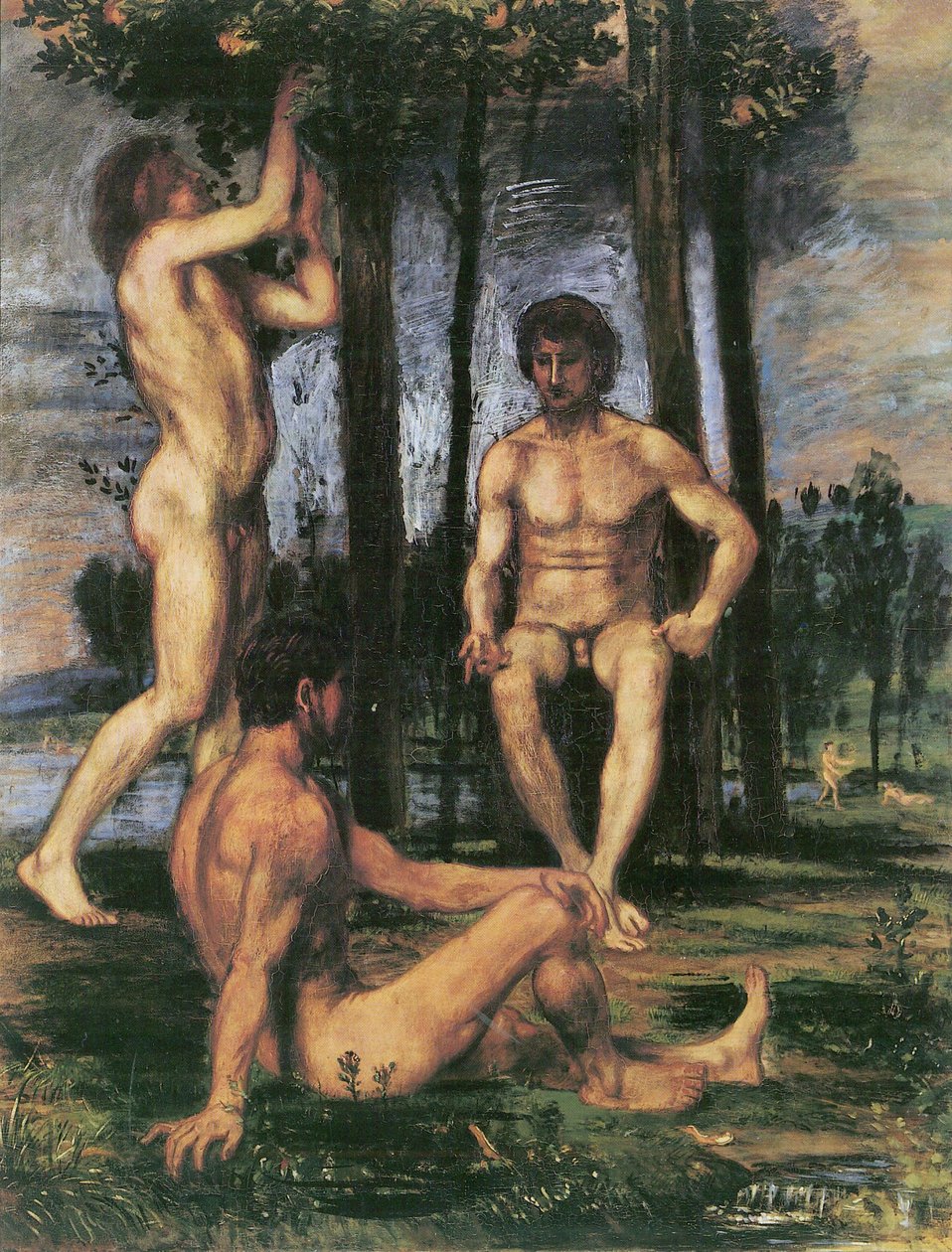 Tři mladíci pod pomerančovníky od Hans von Marées