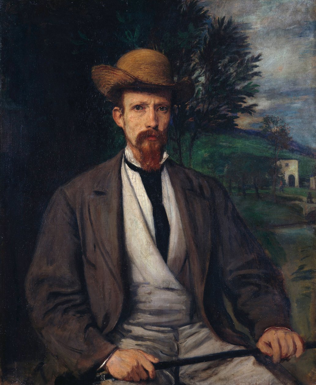 Autoportrét se žlutým kloboukem, 1874 od Hans von Marées