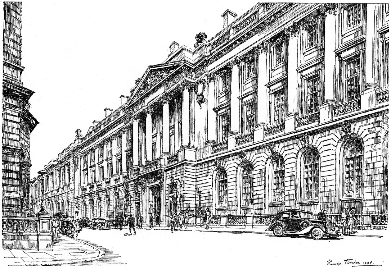Exteriér RAC Clubhouse v Pall Mall, Londýn, 1946. od Hanslip Fletcher