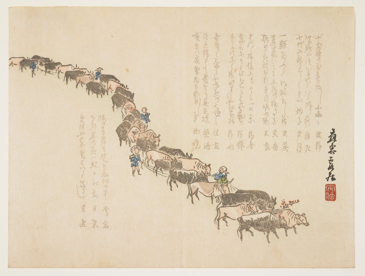 (Průvod volů), leden 1865 od Hanzan Matsukawa