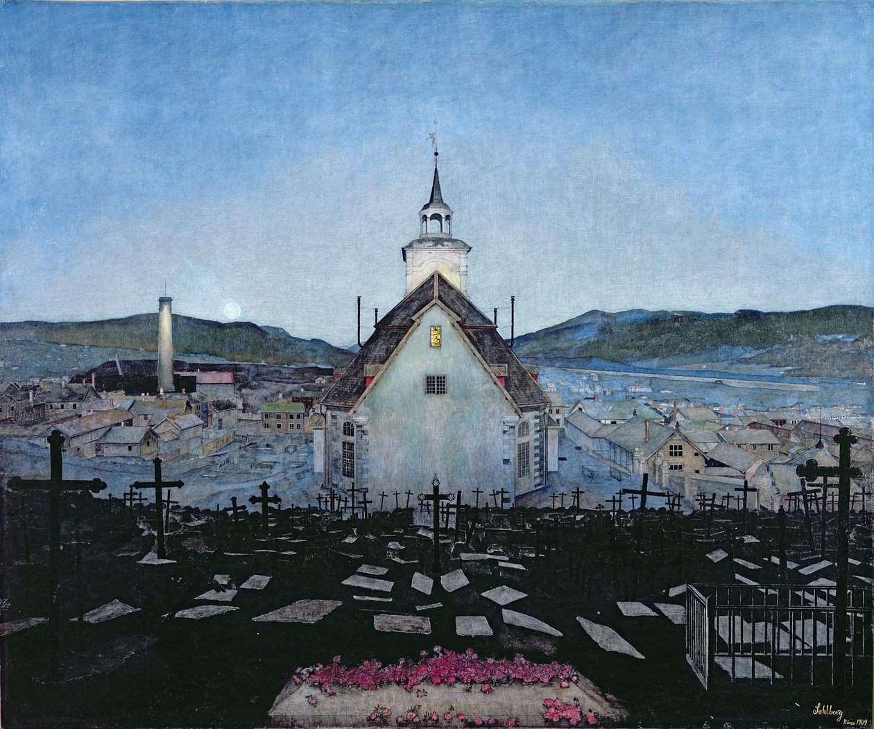 Noc (barevná tužka na papíře) od Harald Oscar Sohlberg