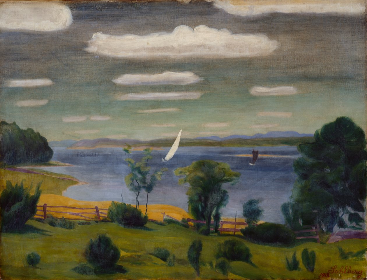 Letní den ve Viksfjorden, Larvik od Harald Oscar Sohlberg
