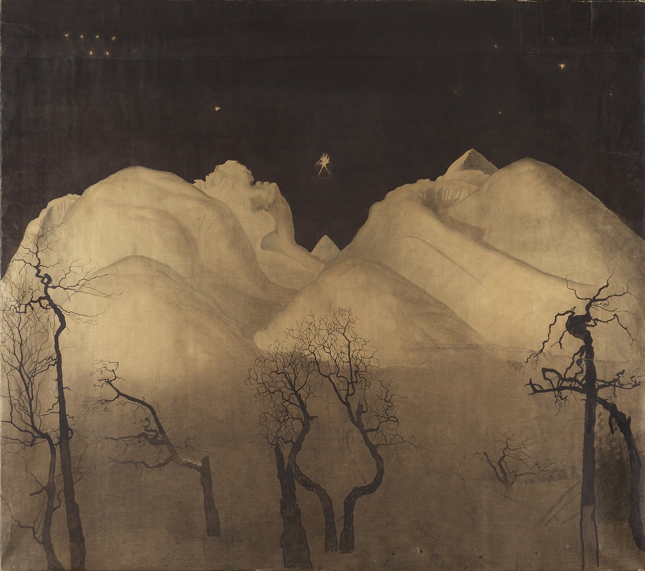 Zimní noc na horách. studie, 1902-2 od Harald Oscar Sohlberg