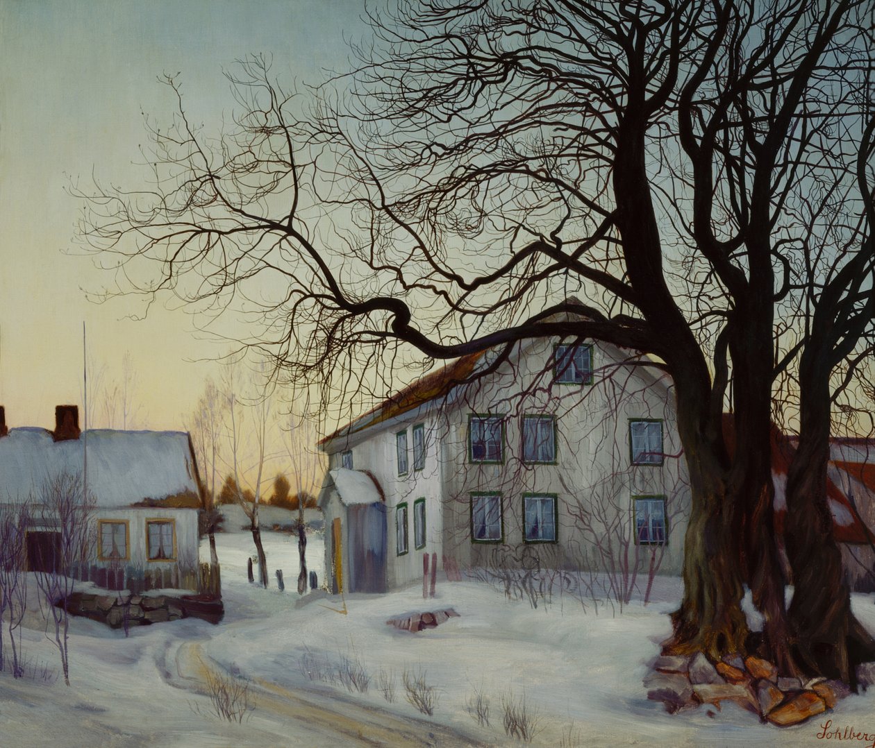 Zimní večer od Harald Oscar Sohlberg