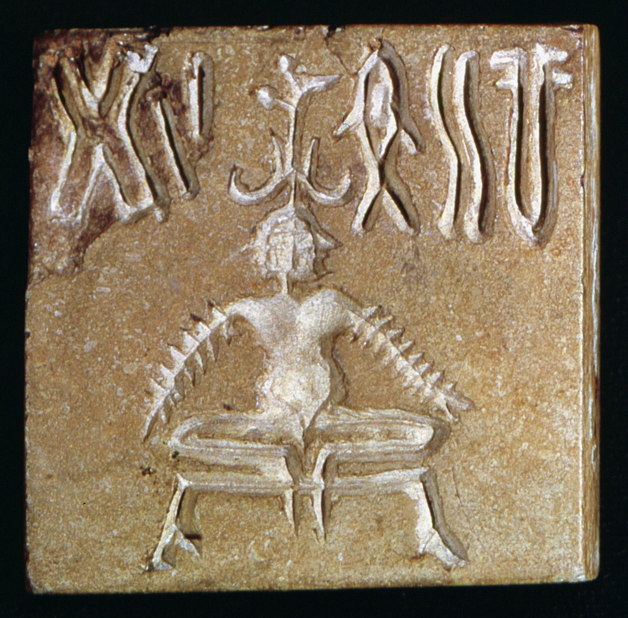 Pečeť s mytologickým zvířetem z Mohendžodáro, údolí Indu, Pákistán, 3000-1500 př. n. l. detail kamene 162902 od Harappan