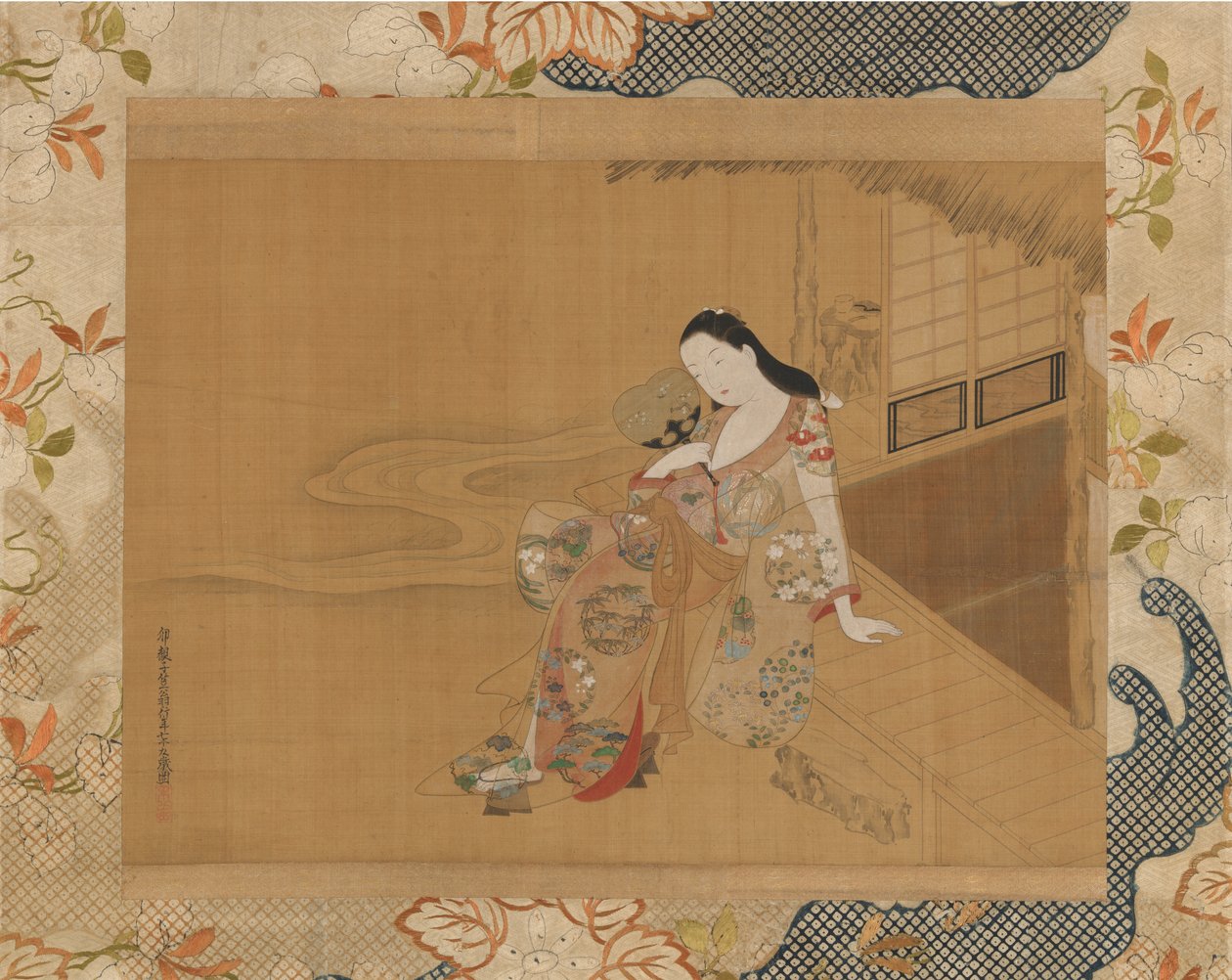 Kurtizána si užívá chladný letní večer, 1741. od Haritsu Ogawa