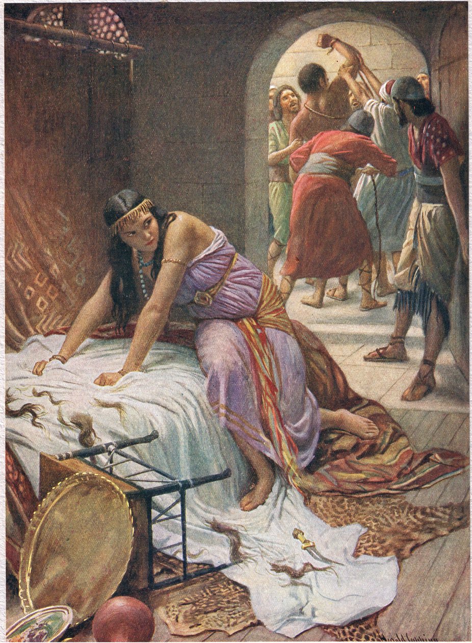 Delilah, ilustrace z ‚Women of the Bible‘, vydané The Religious Tract Society, 1927 od Harold Copping