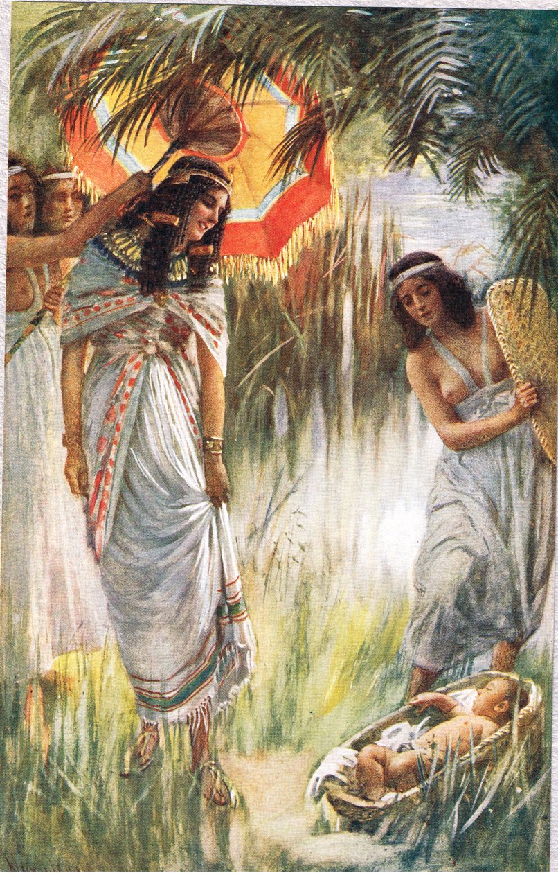 Faraonova dcera, ilustrace z „Ženy Bible“, vydané The Religious Tract Society, 1927 od Harold Copping
