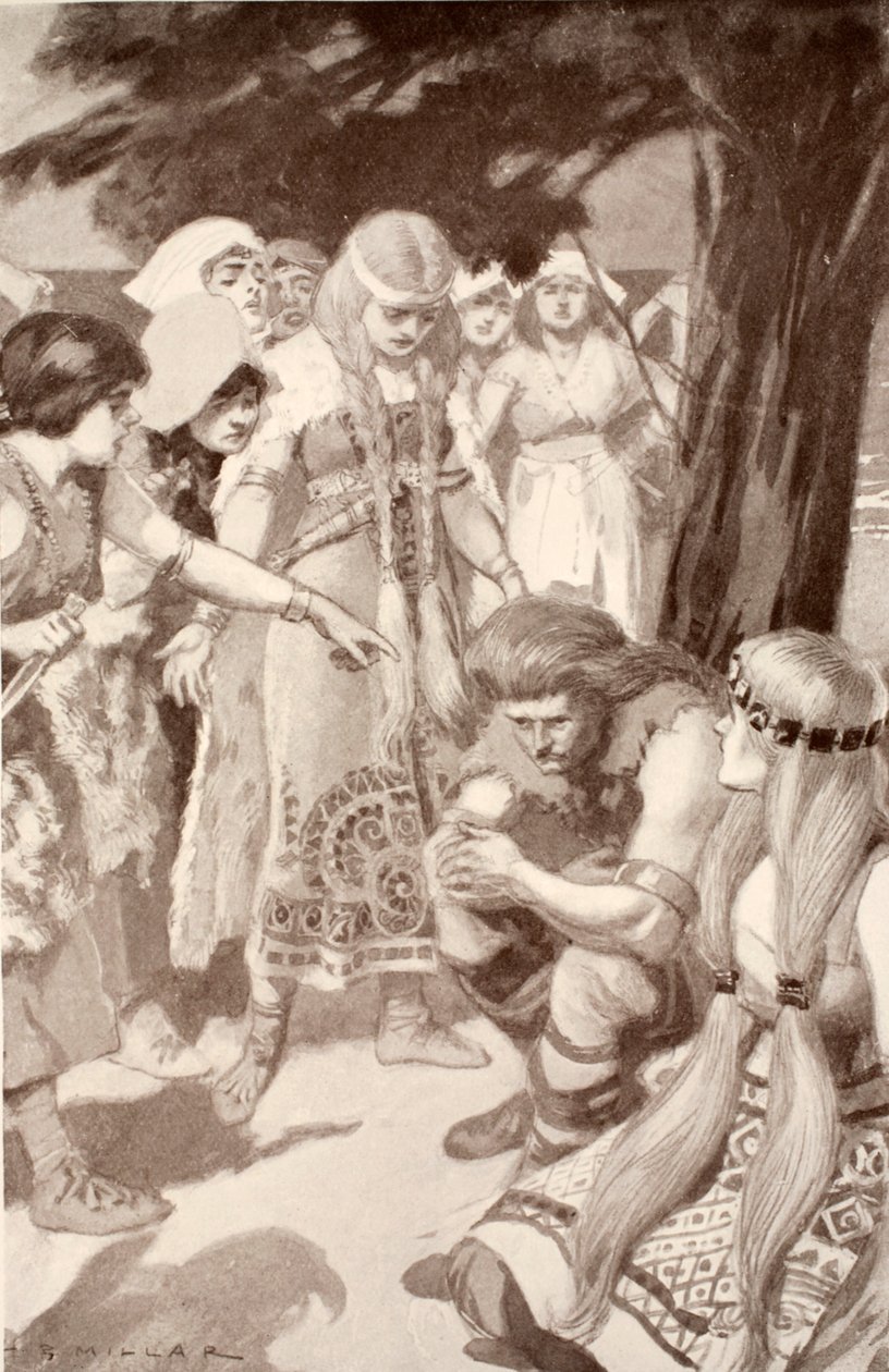Cuchulainn pokárán Emerem, ilustrace z „Keltského mýtu a legendy“ od Charlese Squire, 1905 od Harold Robert Millar