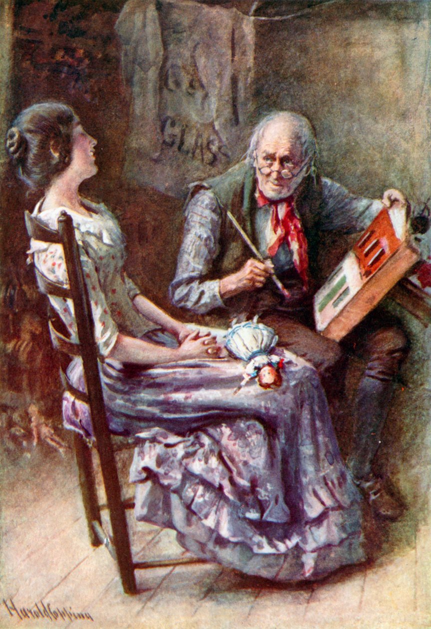 Caleb Plummer a jeho slepá dcera (barevná litografie) od Harold Copping