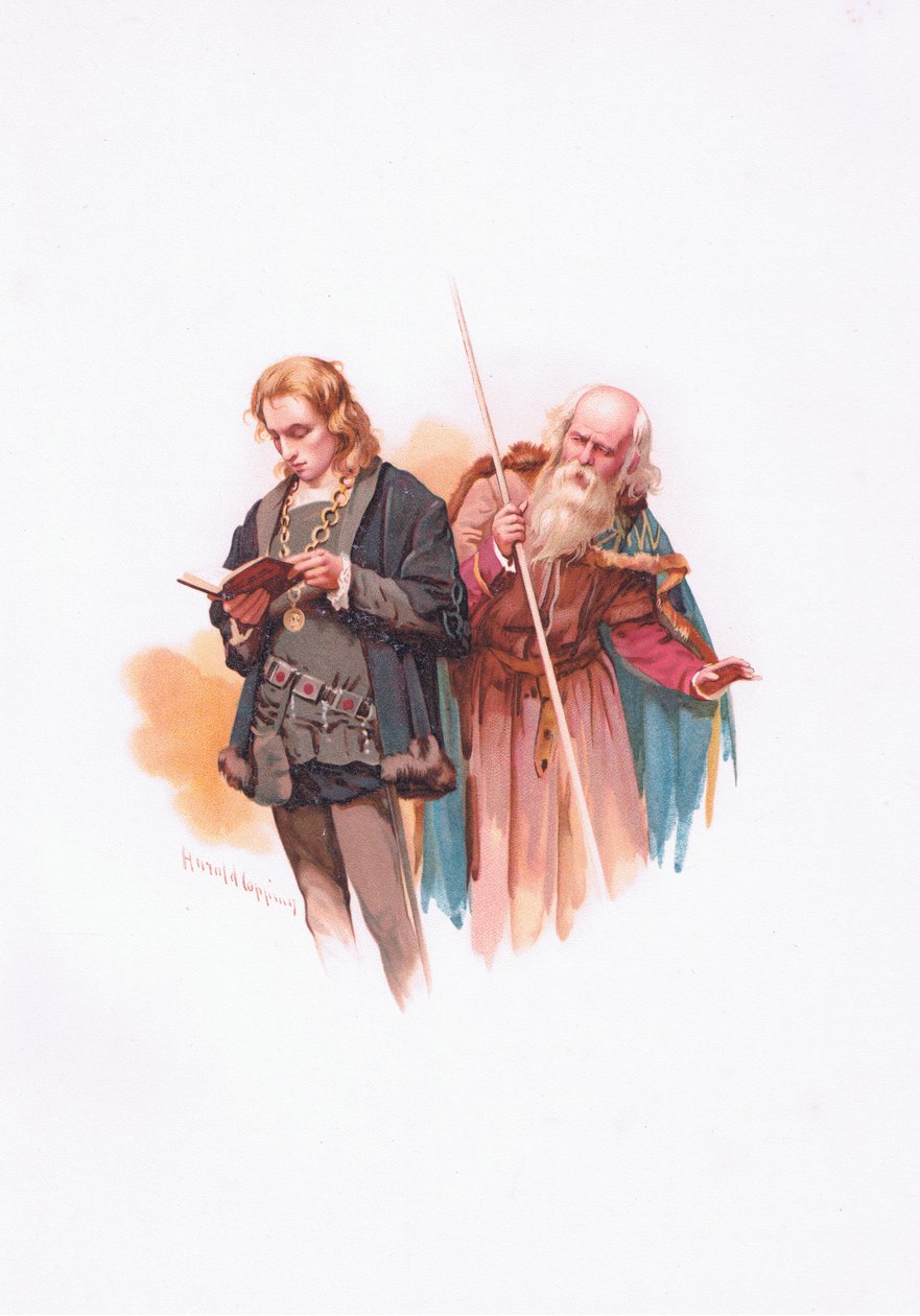 Hamlet a Polonius, ilustrace z Hamleta od Harold Copping