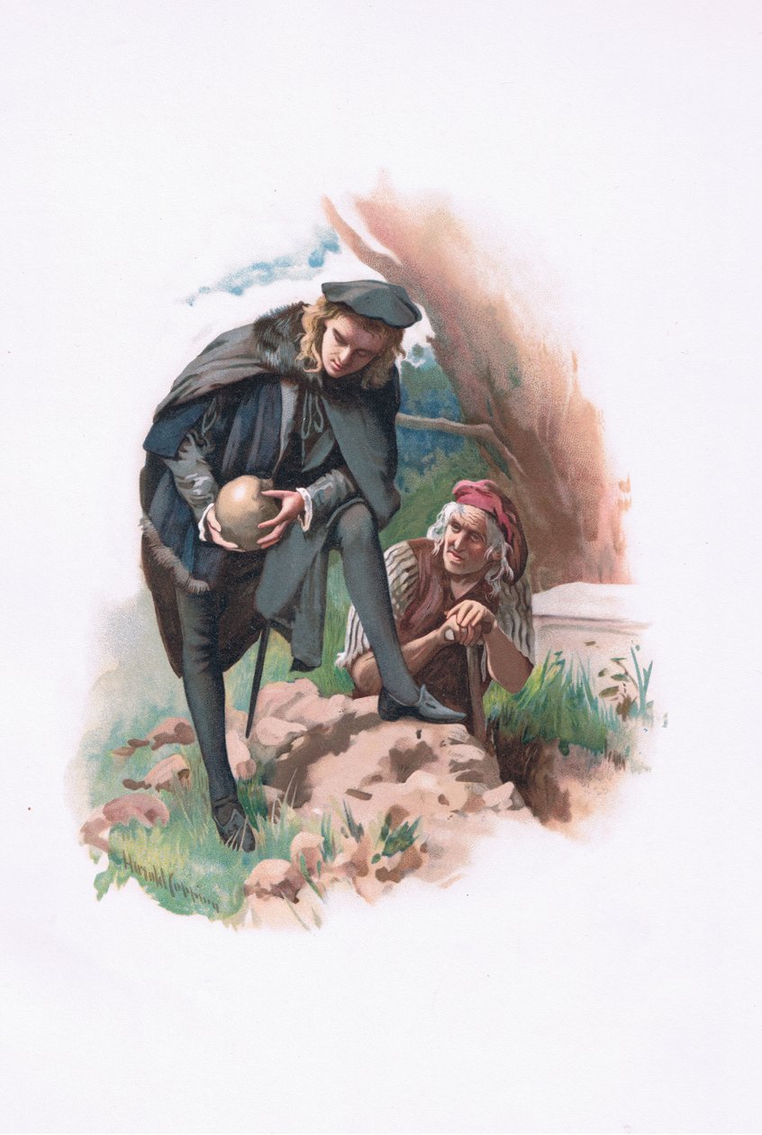 Hamlet a hrobník, ilustrace z Hamleta od Harold Copping
