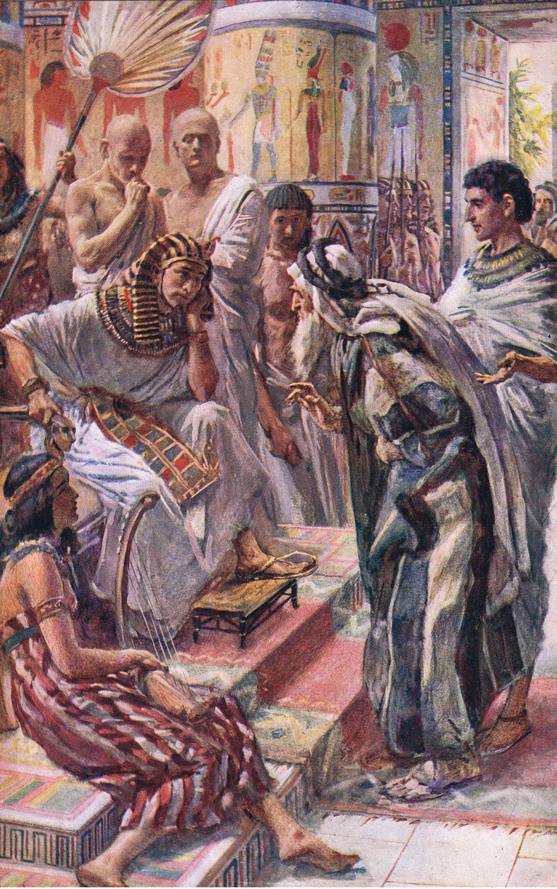 Jacob before Pharaoh, ilustrace ze série Pictures That Teach The Crown Series, 1920 od Harold Copping
