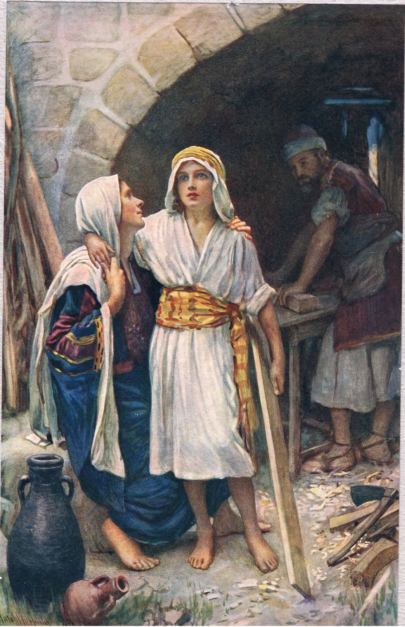 Marie a Ježíš, ilustrace z „Ženy Bible“, vydané společností The Religious Tract Society od Harold Copping